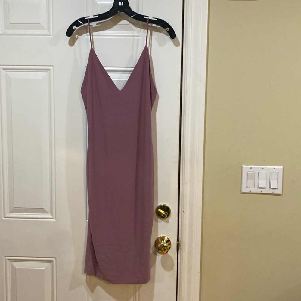 New ANGL Mauve v neck dress